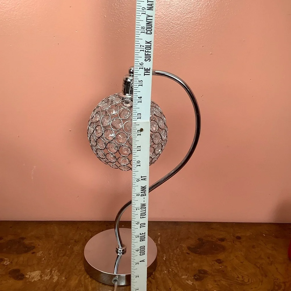Crystal Globe Table Lamp - Silver 16”